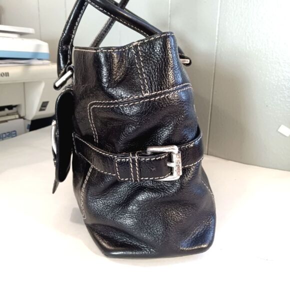 Michael Kors Large Black Pebbled Leather Silver Hardware Satchel - Picture 10 of 12